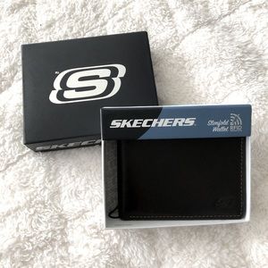 New Sketchers smooth brown leather touch wallet safe RFID protection